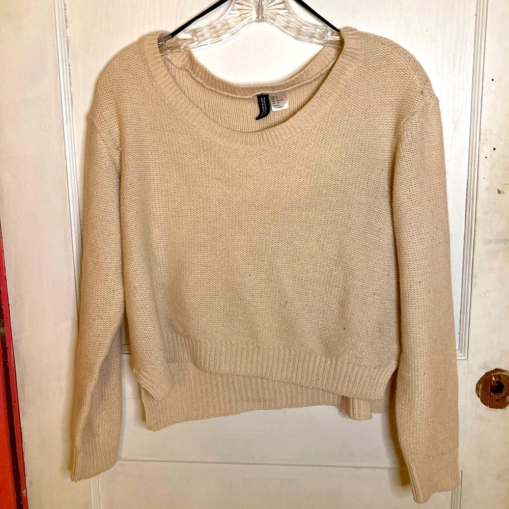 Divided Cream, Knit Cropped Sweater